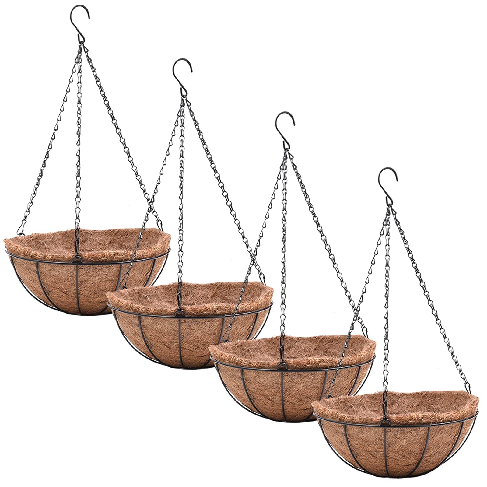 EIMQUVW 4-pack hanging planters with coco liner for balcony greenery.