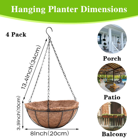 EIMQUVW easy-install planters with three chains and hooks.