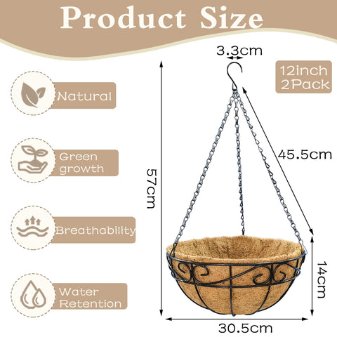 EIMQUVW natural coco fiber liner inside a 12-inch planter