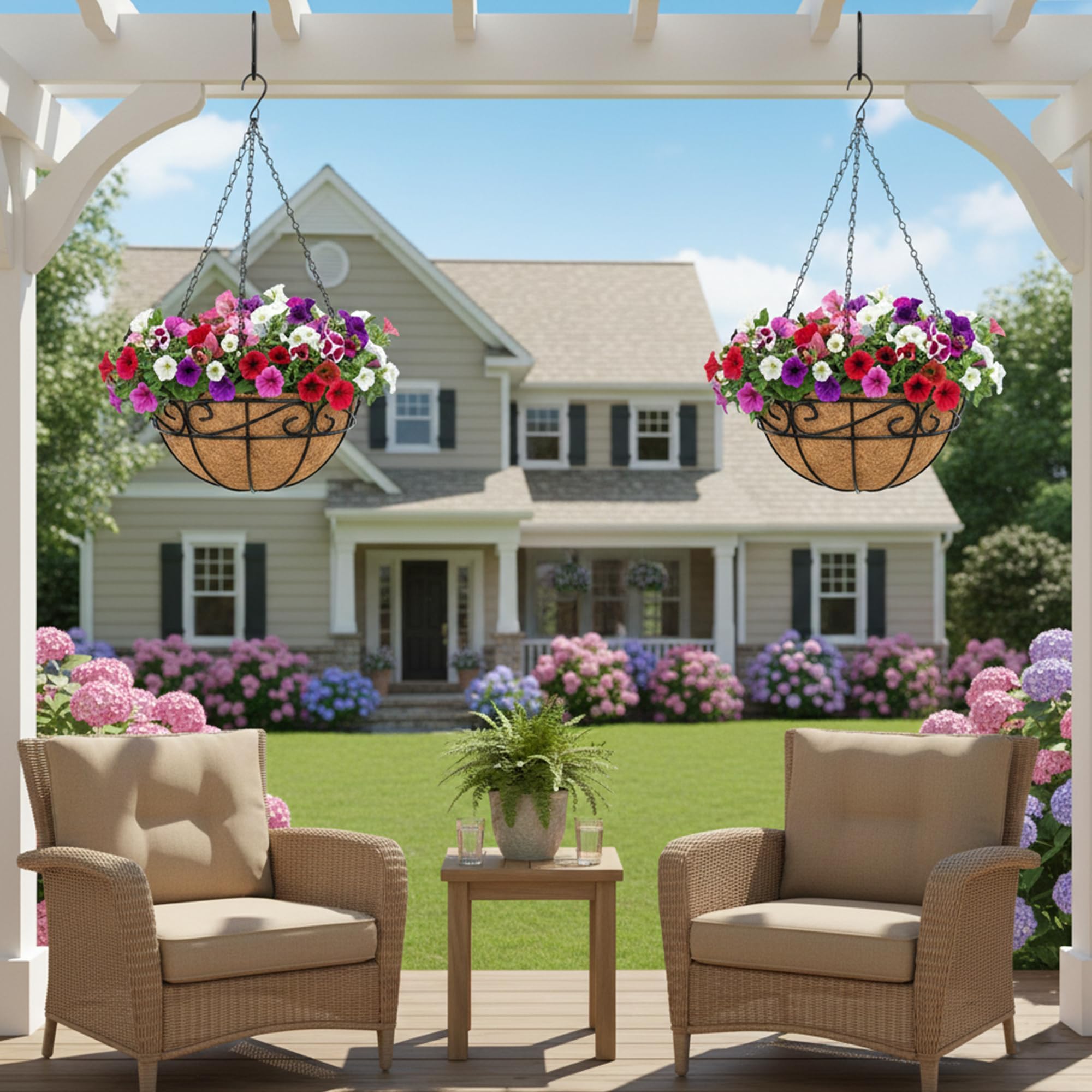 EIMQUVW quick-install outdoor planter with three chains