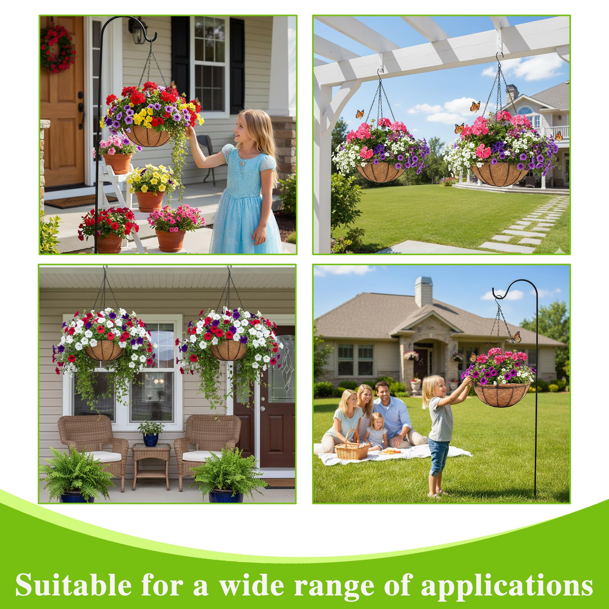 EIMQUVW hanging basket chains and hooks allow quick, tool-free installation.
