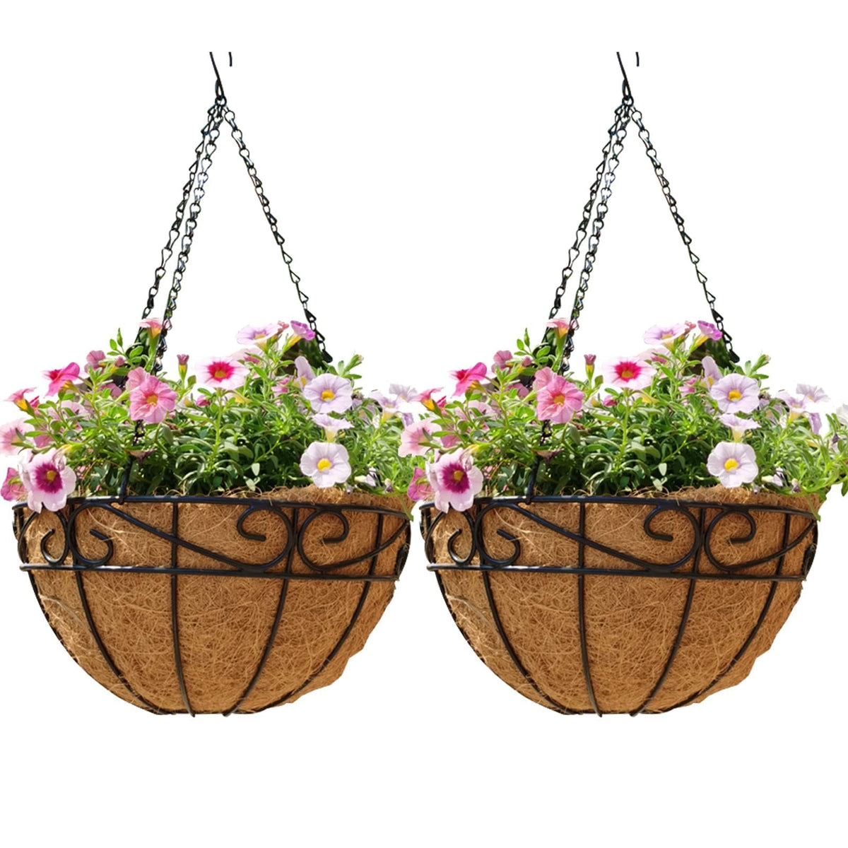 EIMQUVW 12-inch outdoor hanging planter with coco liner for patio display