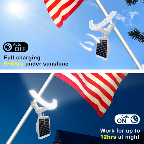 Einsamk flag light with 180-degree angle adjustability targets multiple zones.