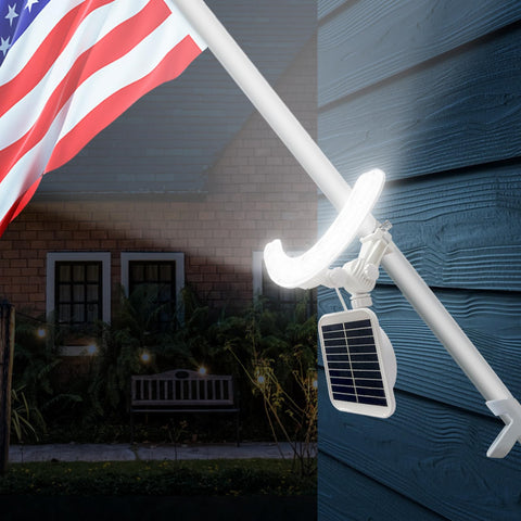 Einsamk solar flag pole light dual-head beams across the flag for even coverage.