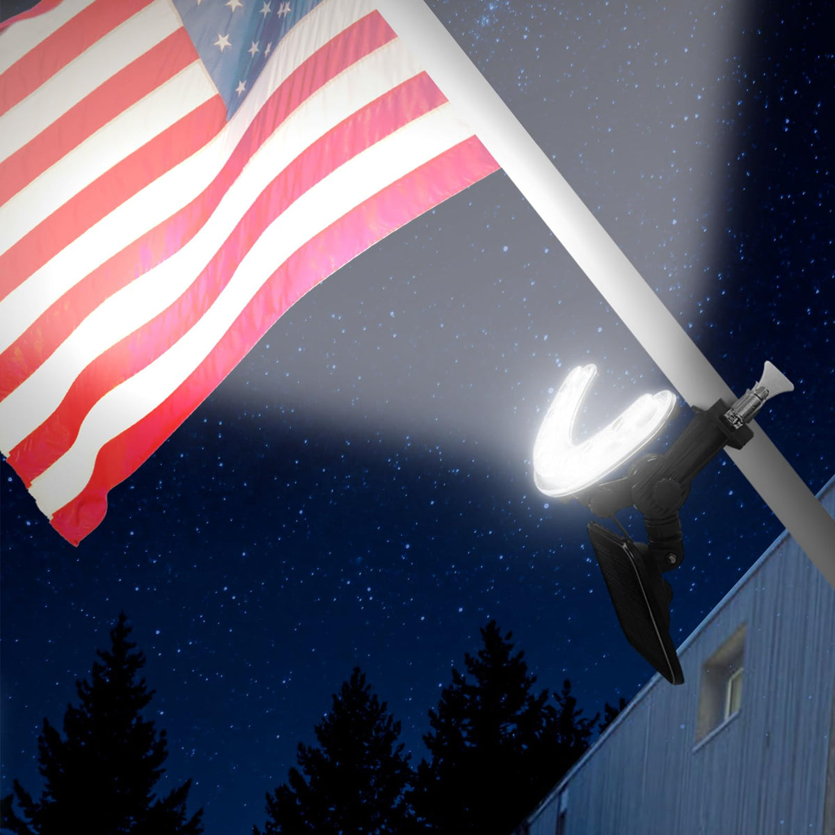 Einsamk solar flag pole light on pole delivers bright outdoor illumination