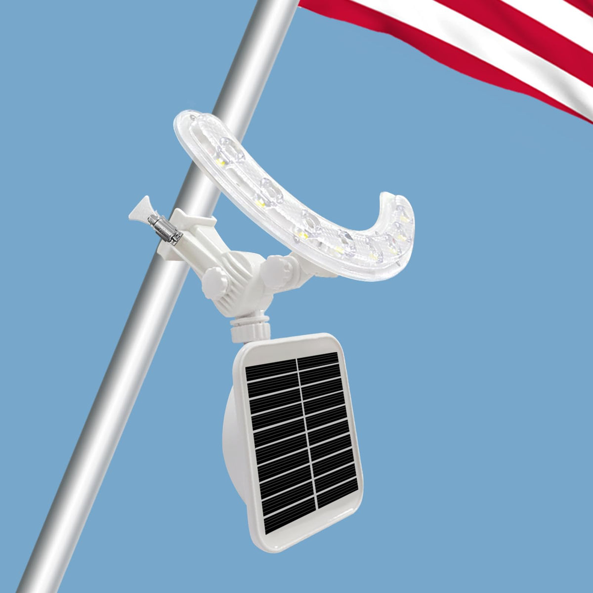 Einsamk solar flag pole light panel upgrade illuminates larger surface area.