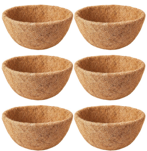 EINYEXW six-pack coco liner in a hanging basket offers durable, natural moisture balance.