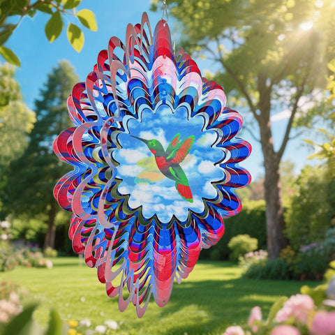 Eiryhope 3D hummingbird animation spinner spins gracefully in the breeze.