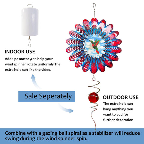 Eiryhope high-gloss finish wind spinner shines in sunlight, creating an eye-catching outdoor focal point.