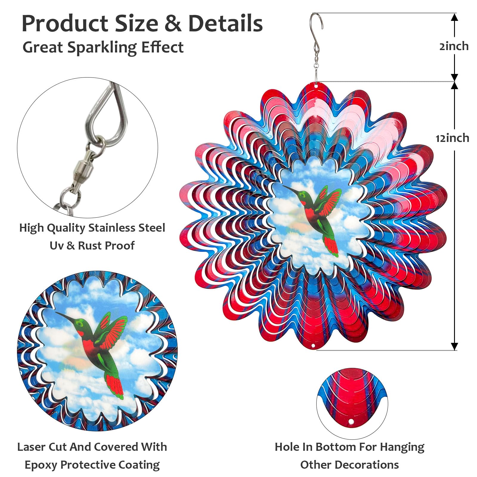 Eiryhope outdoor garden decor wind spinner enhances patio ambiance.