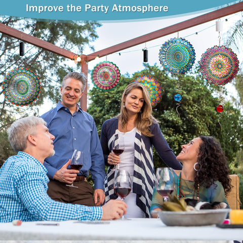 Eiryhope Christmas-friendly mandala spinner creates kaleidoscopic light effects near trees.
