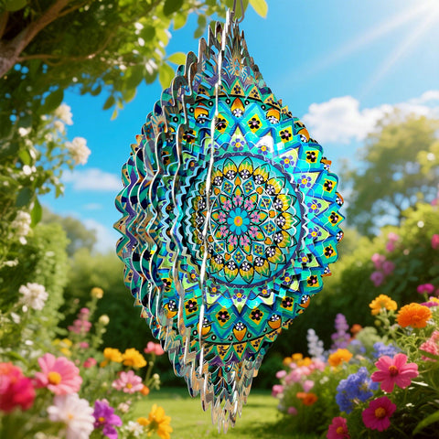 Close-up of Eiryhope mandala peacock 3D detail reveals laser-cut artistry.