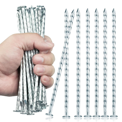 EISENSP spiral turf spike shown in galvanized steel for durable artificial lawn security.