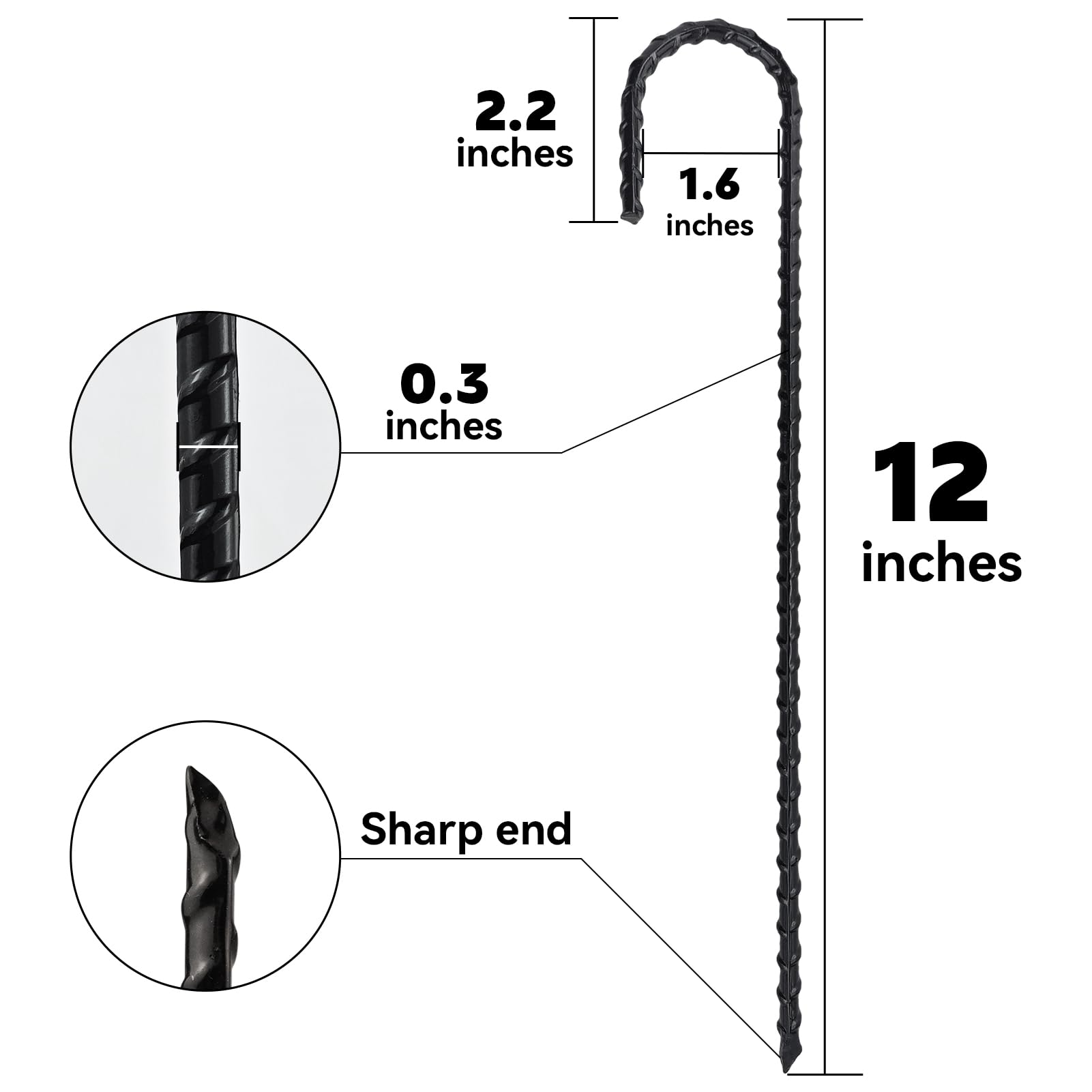 EISENSP heavy-duty steel stake with rust-proof coating for outdoor durability.
