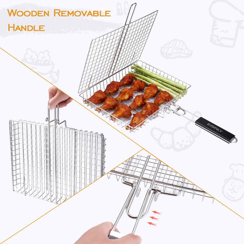 EISINLY grill basket with 360-degree rotation for even browning