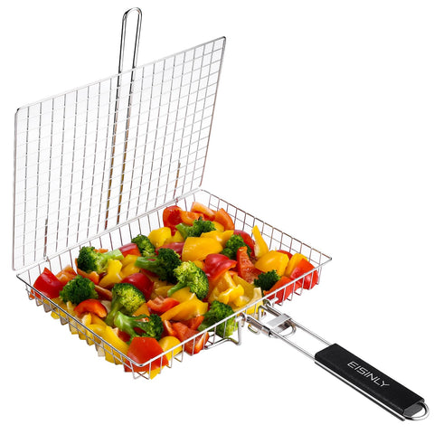 EISINLY portable grill basket in closed view, ideal for compact storage