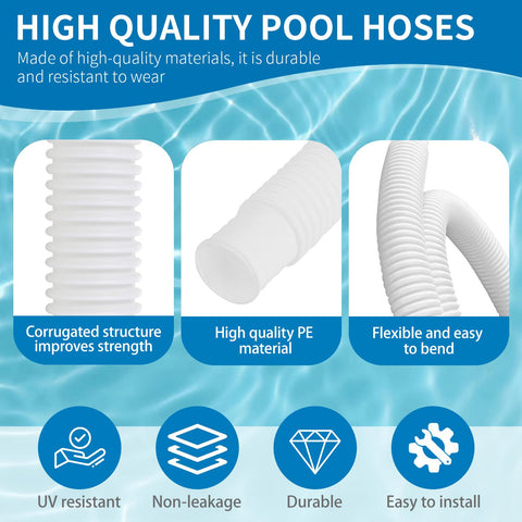 Two Eiszhjk pool hoses included with clamps for fast, tool-free installation