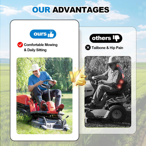 Eiszhjk shock-absorbing cushion reduces vibration on riding mowers for smoother operation.