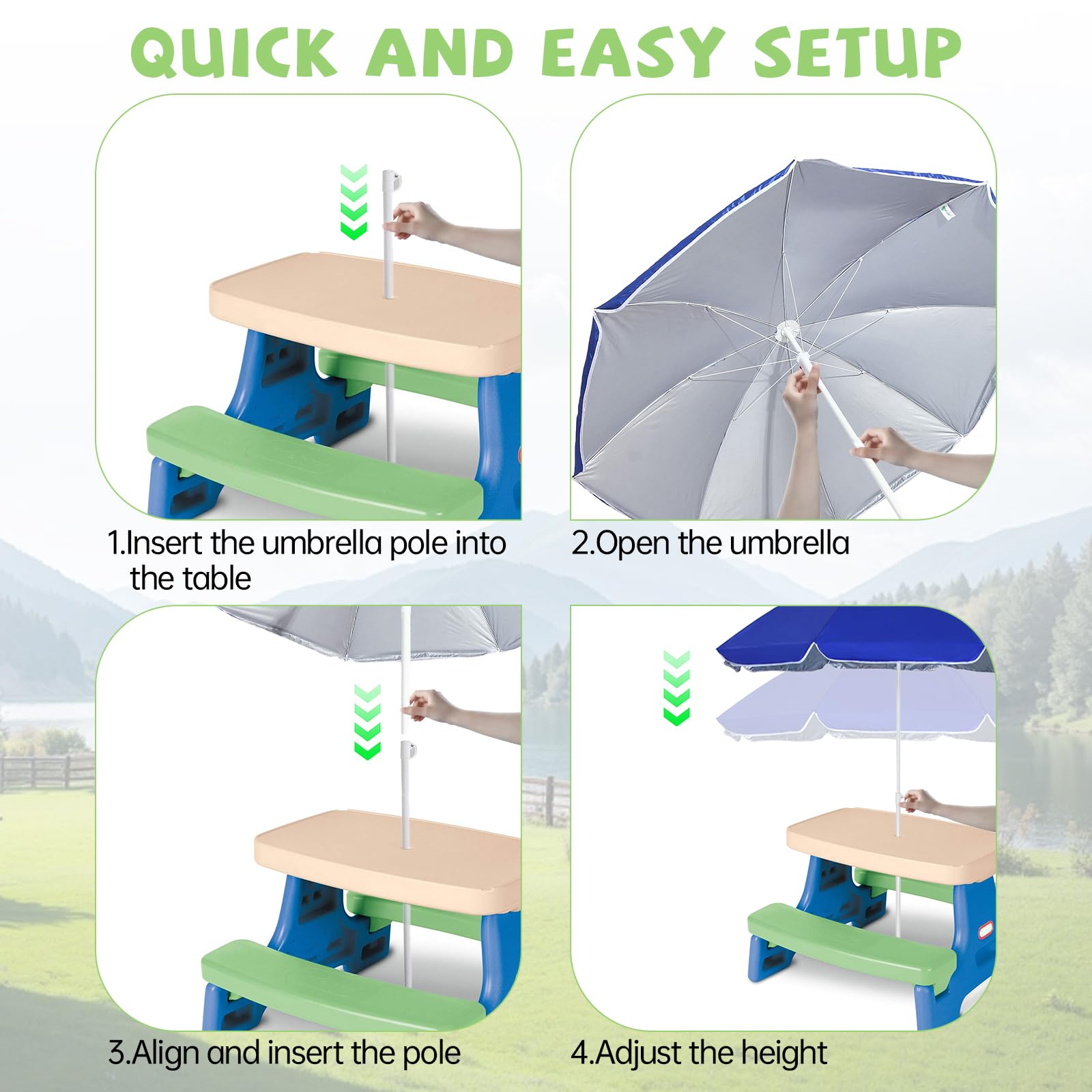 Eiszhjk easy-open folding mechanism enables quick shade setup on the go.