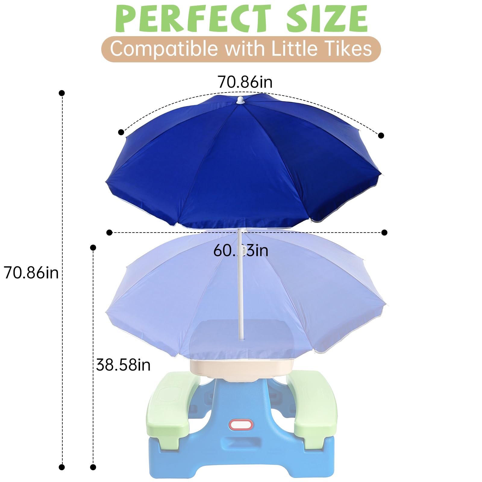 Eiszhjk kid-safe rounded tip and locking mechanism ensure safe play under shade.