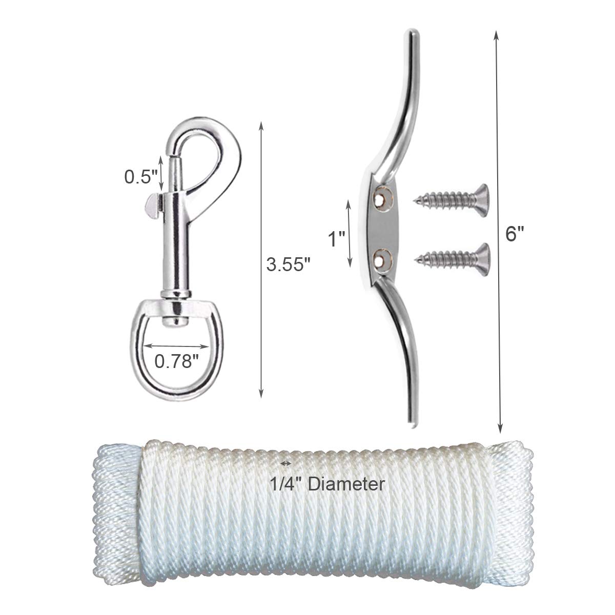 EKEV flag cleat hook 6in sturdy rope fastening for pole.