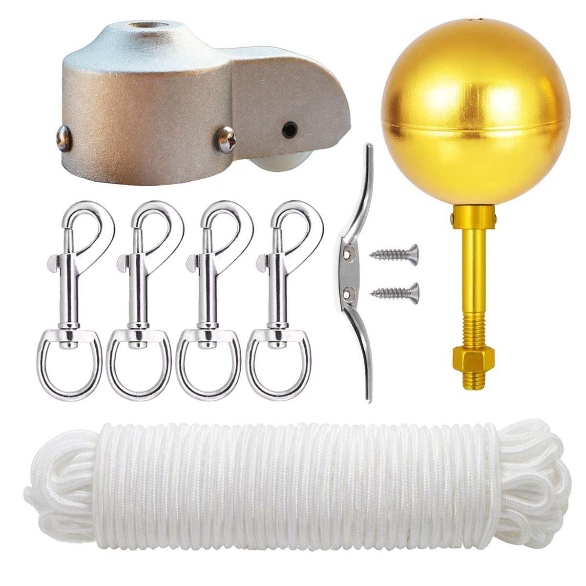 EKEV flag pole truck cap style aluminum fits 2-inch tubes for smooth pulleys.