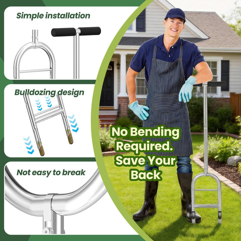 EKIORI robust weld-points steel frame stands up to hard soil conditions.