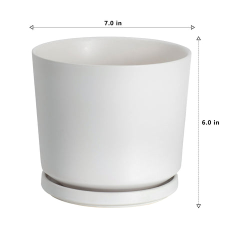 Ekirlin white minimalist pot with frost finish for modern interior style