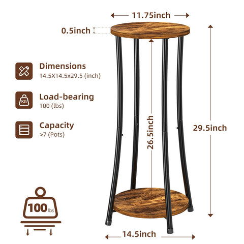 Ekisemio 2-Pack Plant Stand uses solid wood and supports up to 100 pounds.