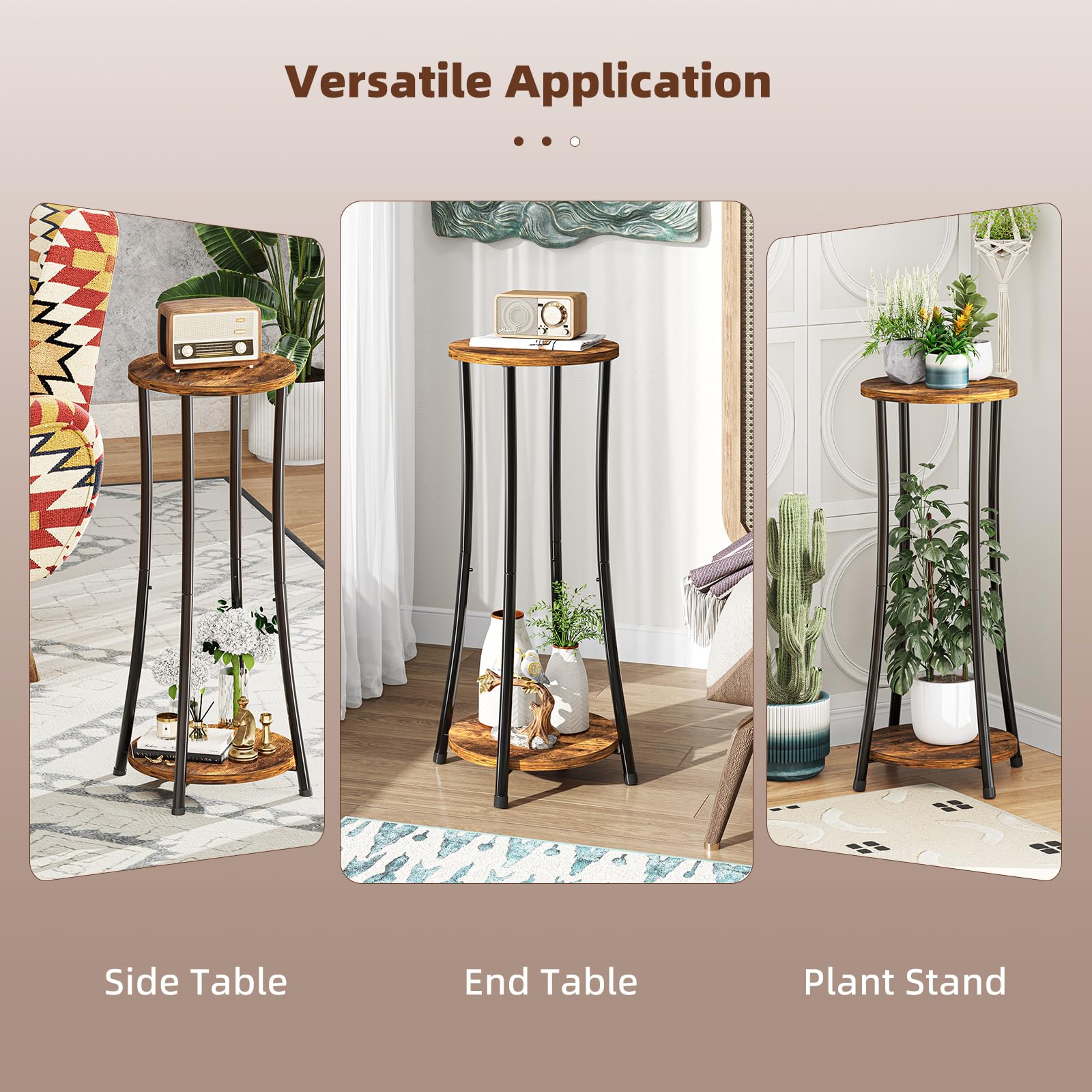 Ekisemio 2-Pack Plant Stand doubles as a stylish corner table for decor.
