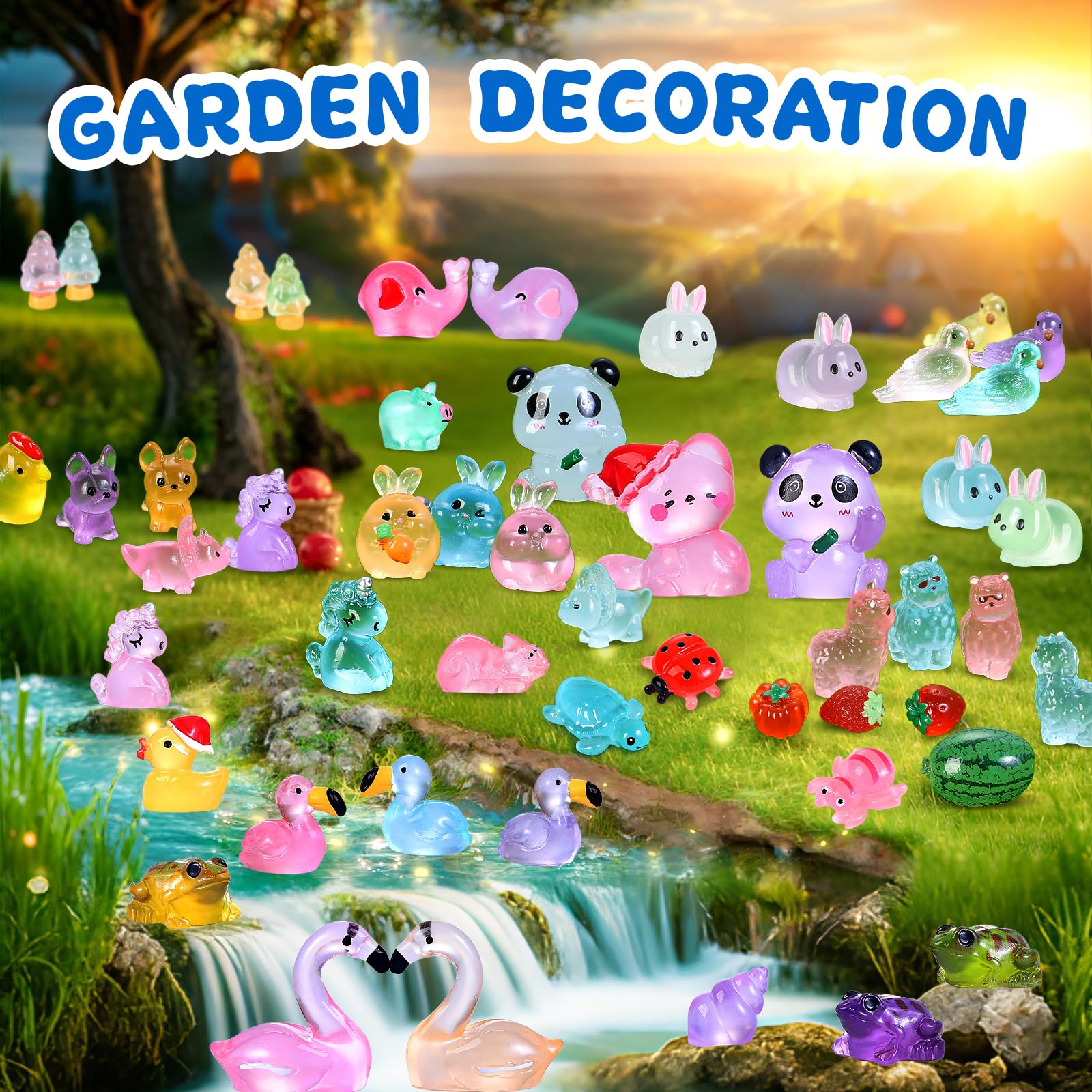 EKisemio panda figurine glows softly, adding whimsy to terrariums and dollhouses.