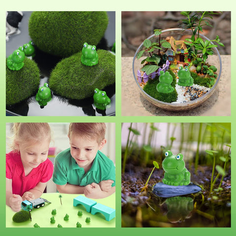 EKisemio mini frog garden decor displayed among small stones and moss