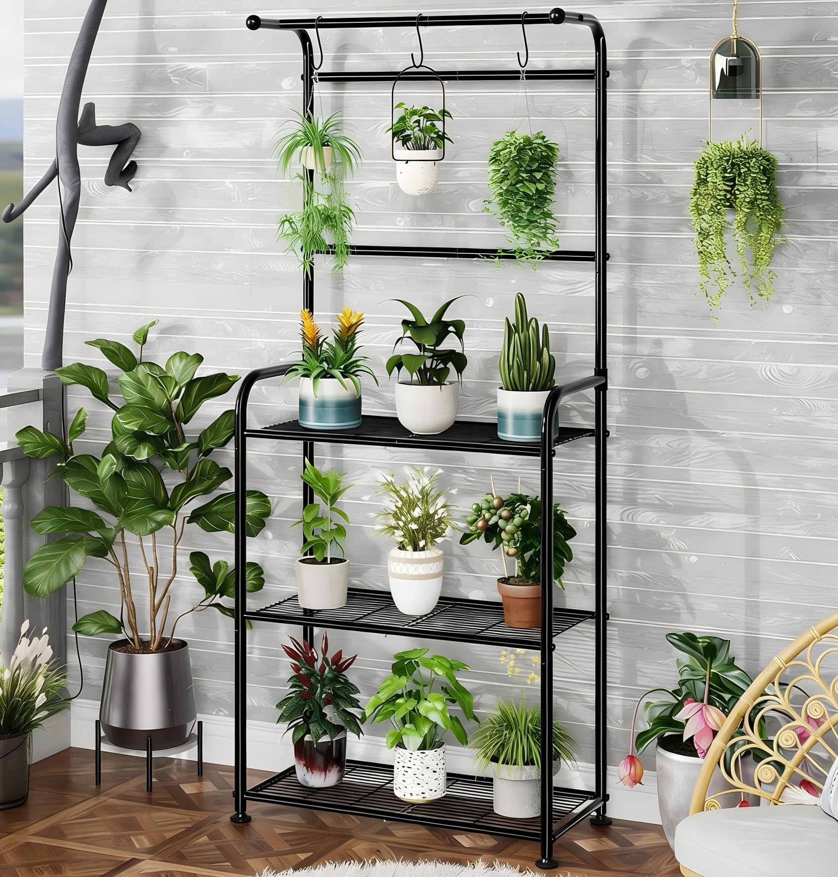 Ekisemio plant stand 67.25-inch tall, ideal for indoor or outdoor plant displays.