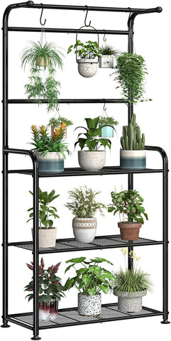 Ekisemio plant stand metal construction, rust-resistant and weatherproof.