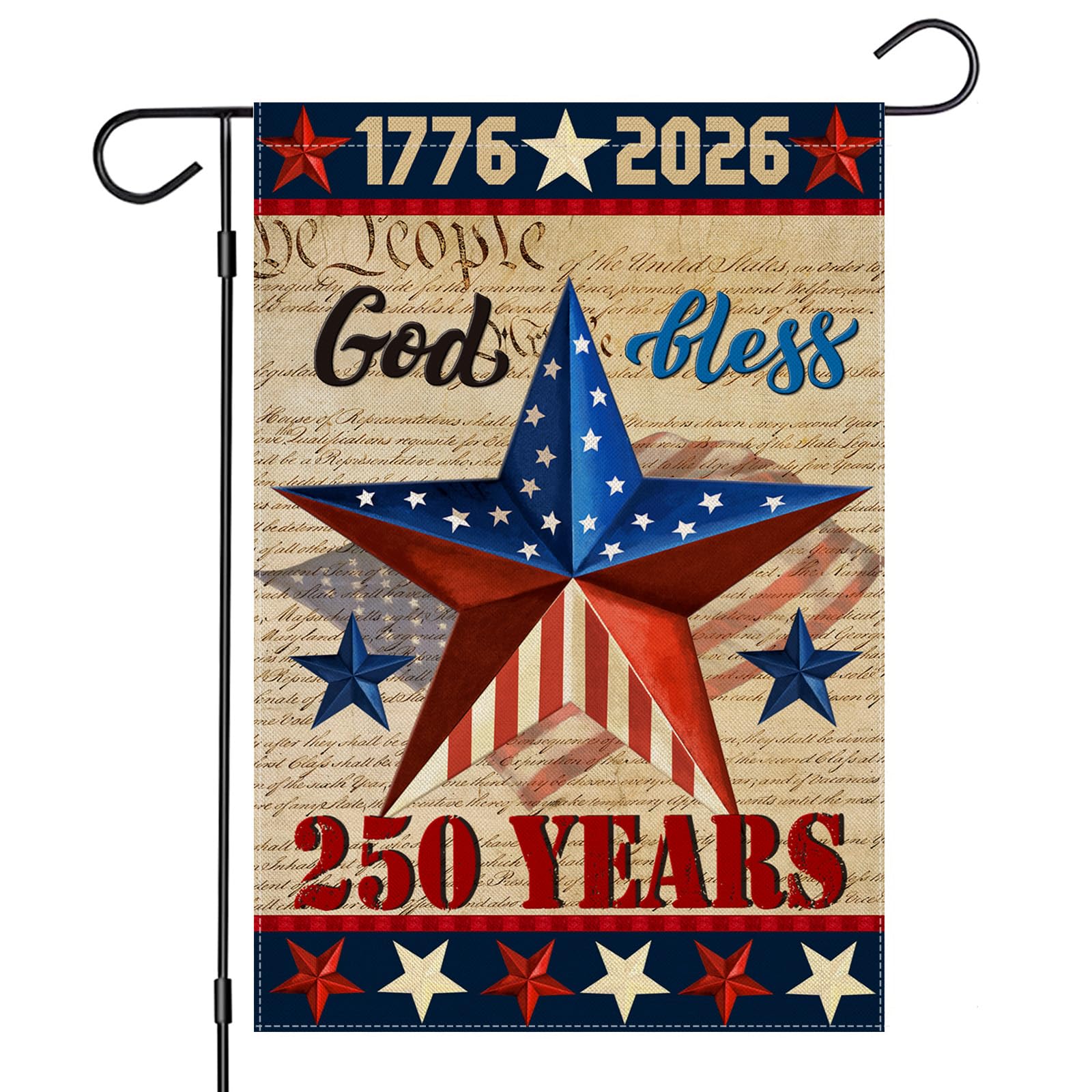 EKOREST 250th anniversary garden flag, double-sided with patriotic star for outdoor display.