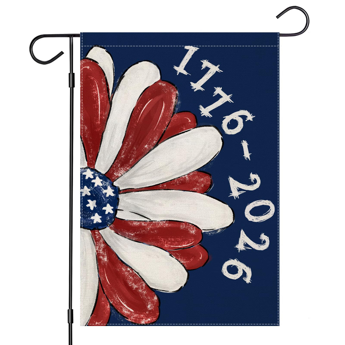 EKOREST 250th anniversary garden flag with floral design enhances curb appeal outdoors.