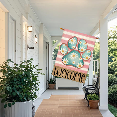 EKOREST 28x40 inch outdoor flag visible in yard with vibrant colors