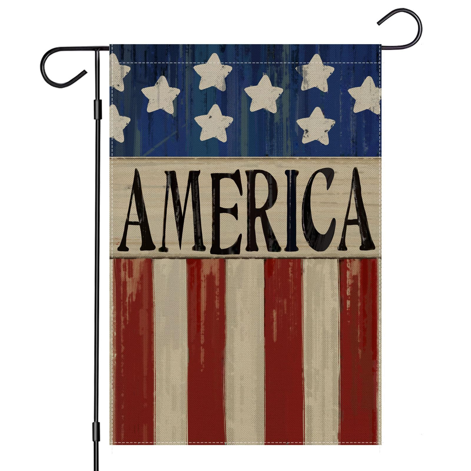 EKOREST 4th of July garden flag on a porch, bright and double-sided for festive yard display.