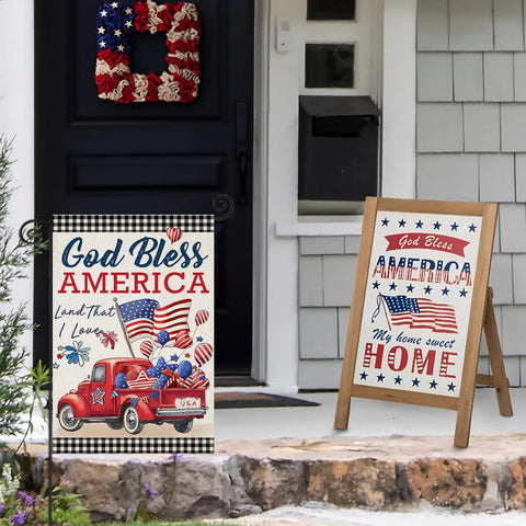 EKOREST bright buffalo plaid colors adding festive charm to a porch