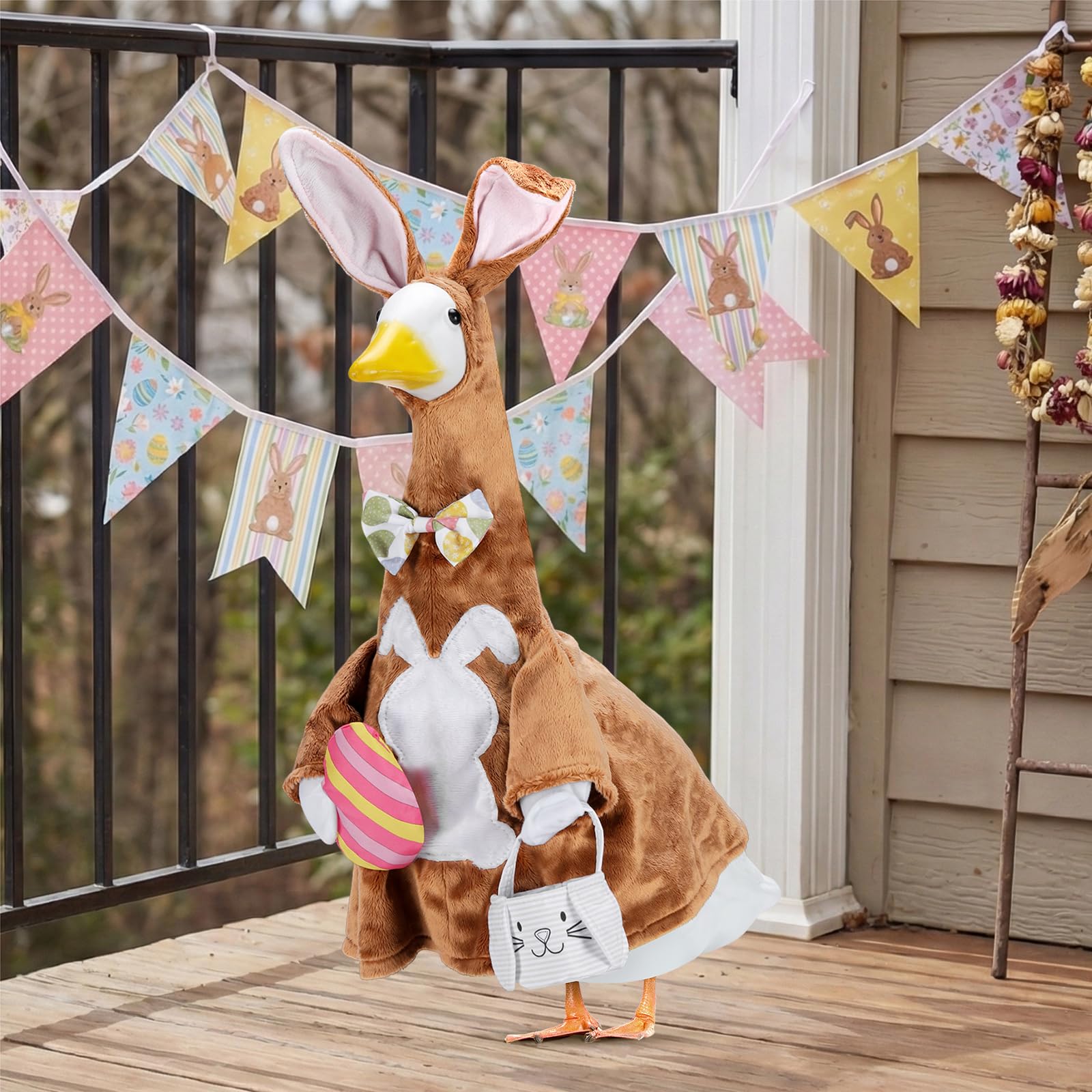 EKOREST brown rabbit skirt outfit highlights playful yard decor