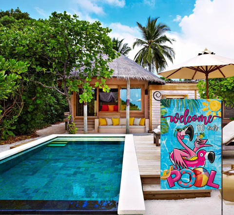 EKOREST double-sided flamingo flag visible from both sides for versatile decor