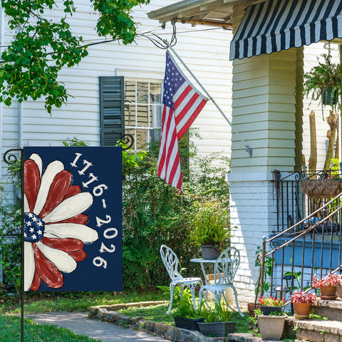 EKOREST double-sided US flag features vibrant colors and floral accents.
