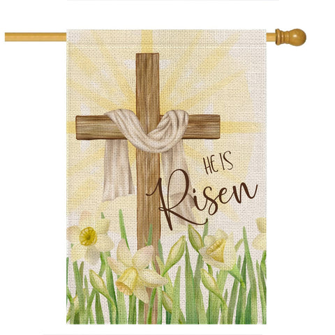 EKOREST Easter Cross flag 28x40 dual-sided for outdoor visibility.