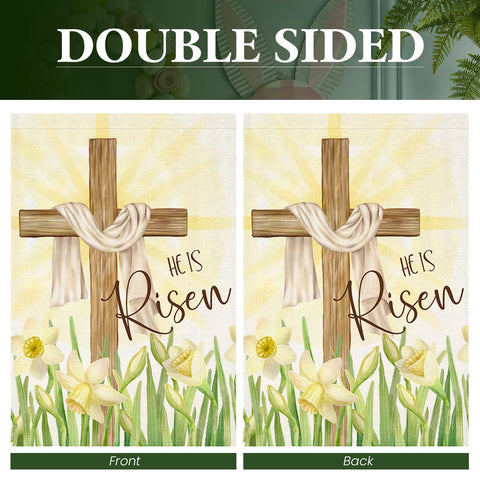 EKOREST Easter Cross Flag durable burlap material built for outdoor use