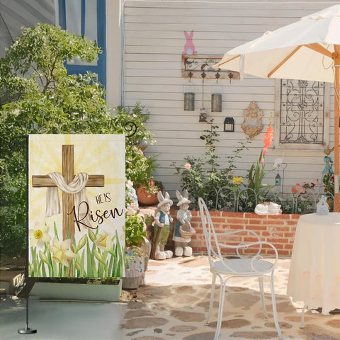 EKOREST Easter Cross Flag weather-resistant with UV fade resistance for seasonal display