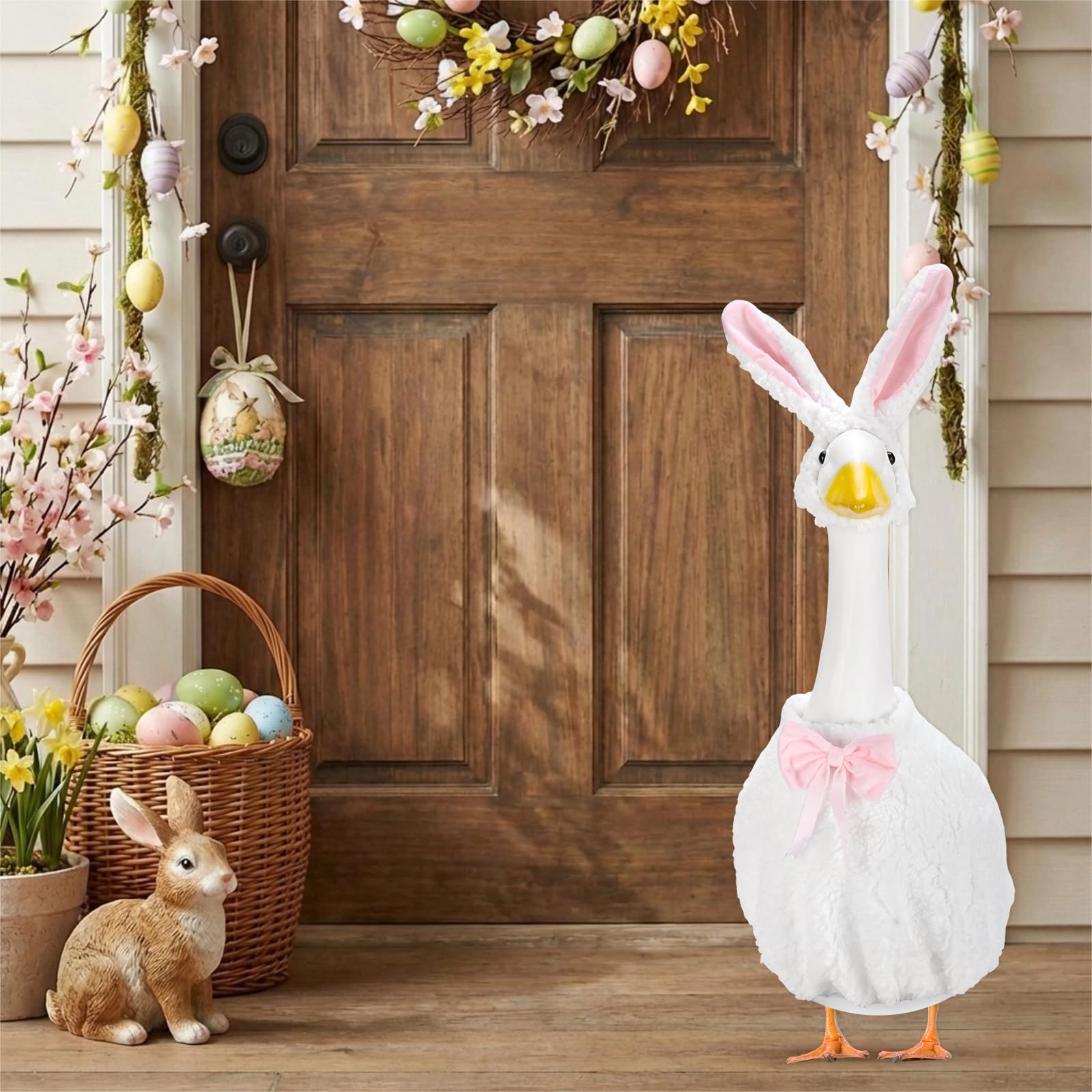 EKOREST Easter goose outfit closeup-stitch showing easy fit