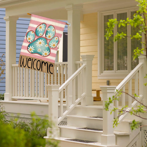 EKOREST farmhouse decor flag fluttering on a sunny porch