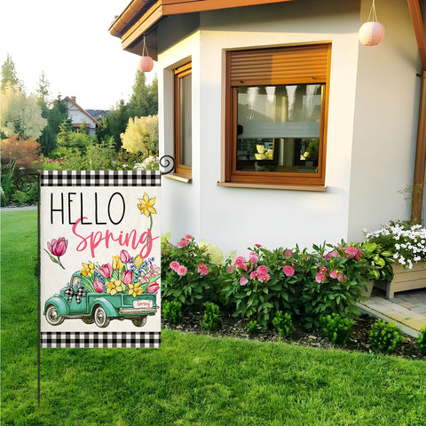 EKOREST Hello Spring flag 12 by 18 size fits flag poles easily