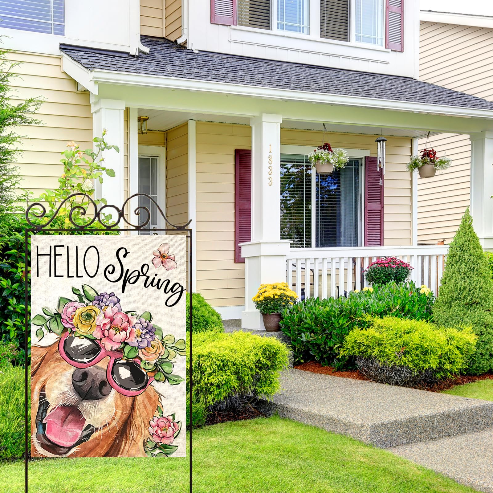 EKOREST Hello Spring flag double-sided design ensures visibility from multiple angles.