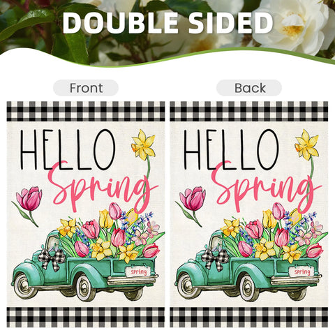 EKOREST Hello Spring flag ideal for garden lawn decor and curb appeal.